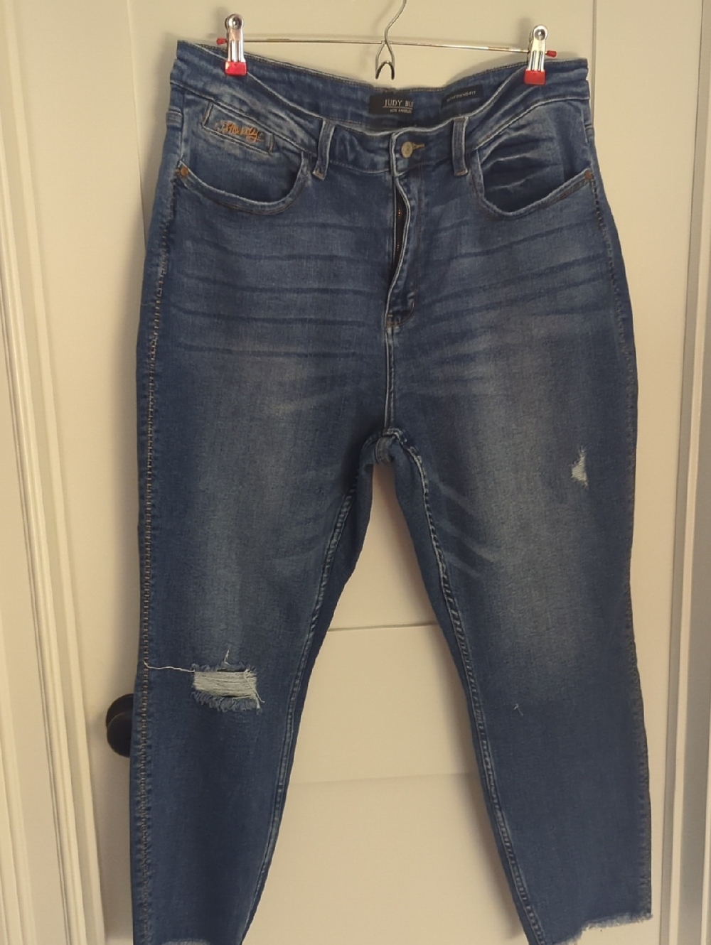 Judy Blue Dark Blue Distressed Boyfriend Jeans